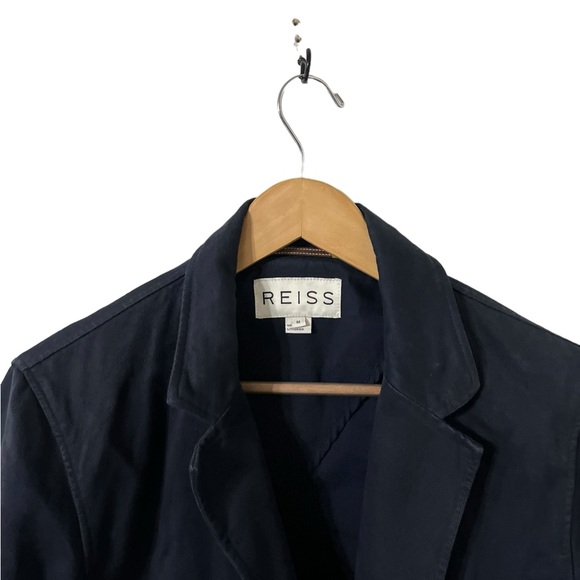 REISS Men’s Navy Blue Button Down Cotton Utility Jacket Coat - Picture 11 of 11